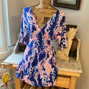 Lilly Pulitzer Pink and Blue Design Fabulous Stretchy Romper Dress Mini!